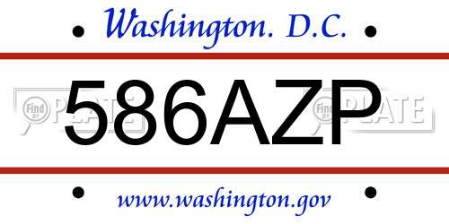 586AZP District Of Columbia License Plate