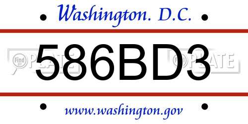 586BD3 District Of Columbia License Plate