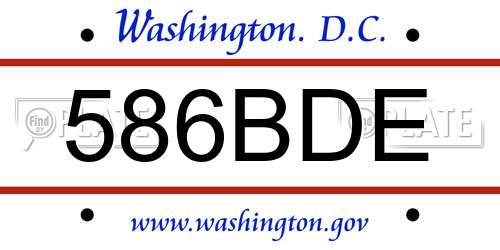 586BDE District Of Columbia License Plate