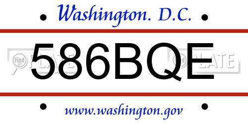586BQE District Of Columbia License Plate