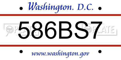 586BS7 District Of Columbia License Plate
