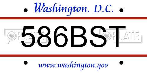 586BST District Of Columbia License Plate