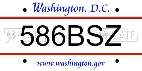 586BSZ District Of Columbia License Plate