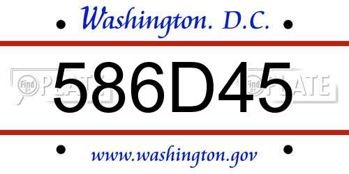 586D45 District Of Columbia License Plate