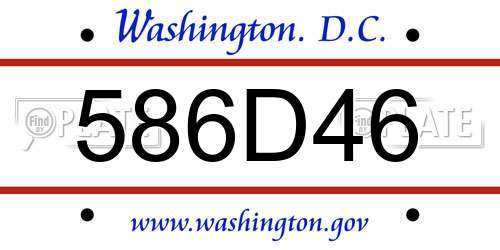 586D46 District Of Columbia License Plate