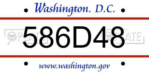 586D48 District Of Columbia License Plate