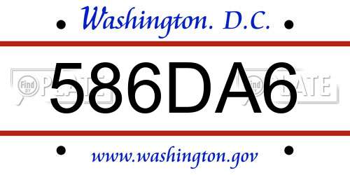 586DA6 District Of Columbia License Plate