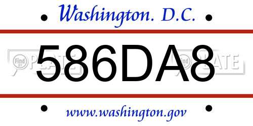 586DA8 District Of Columbia License Plate