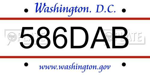 586DAB District Of Columbia License Plate