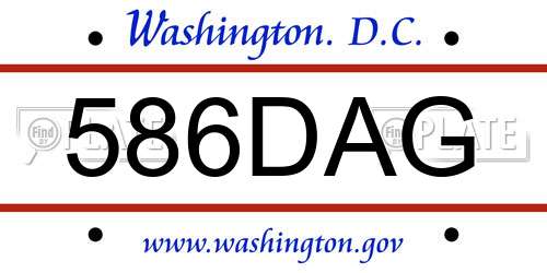 586DAG District Of Columbia License Plate