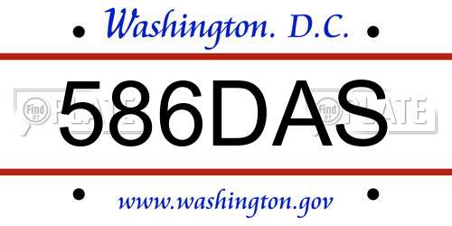586DAS District Of Columbia License Plate