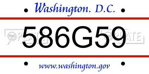 586G59 District Of Columbia License Plate