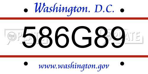 586G89 District Of Columbia License Plate