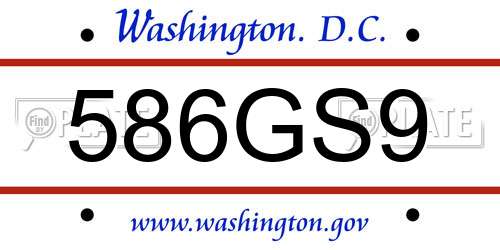 586GS9 District Of Columbia License Plate