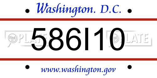 586I10 District Of Columbia License Plate