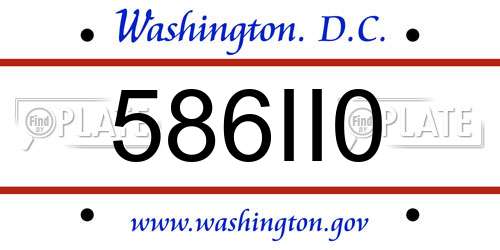 586II0 District Of Columbia License Plate