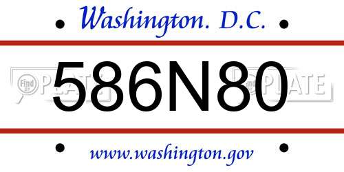 586N80 District Of Columbia License Plate