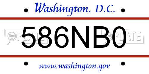 586NB0 District Of Columbia License Plate