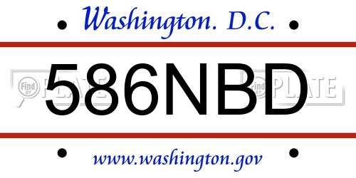 586NBD District Of Columbia License Plate