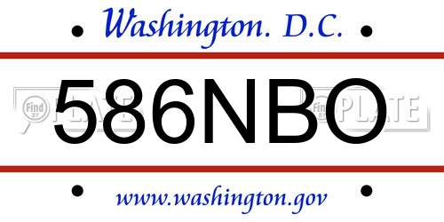 586NBO District Of Columbia License Plate