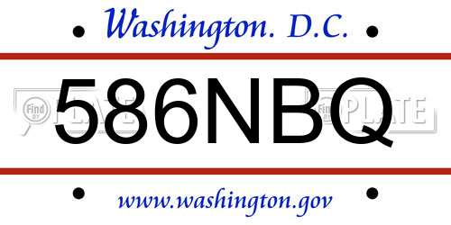 586NBQ District Of Columbia License Plate