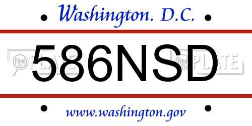 586NSD District Of Columbia License Plate