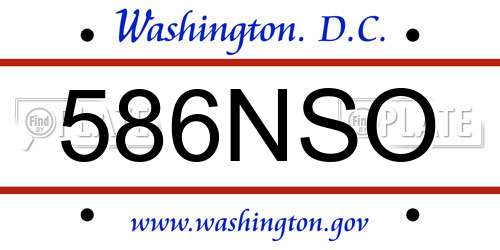 586NSO District Of Columbia License Plate