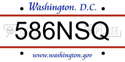 586NSQ District Of Columbia License Plate