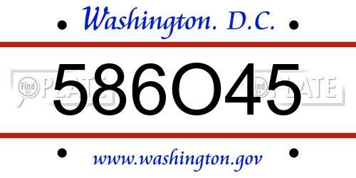586O45 District Of Columbia License Plate