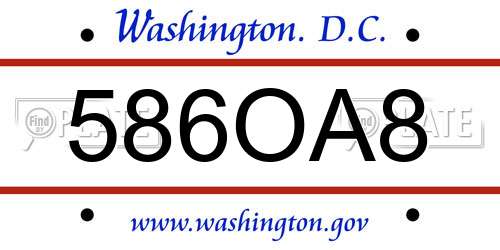 586OA8 District Of Columbia License Plate