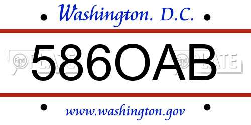 586OAB District Of Columbia License Plate