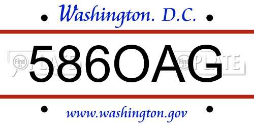 586OAG District Of Columbia License Plate