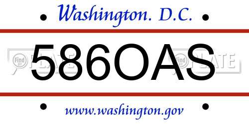 586OAS District Of Columbia License Plate