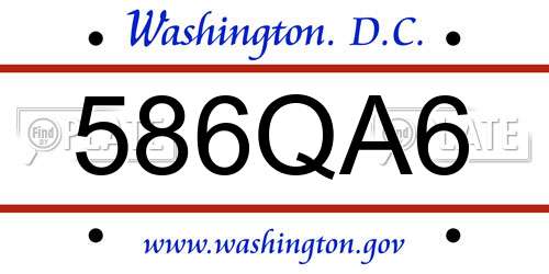 586QA6 District Of Columbia License Plate