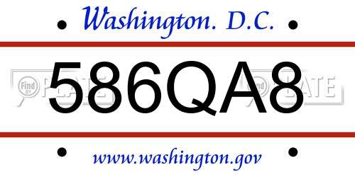 586QA8 District Of Columbia License Plate