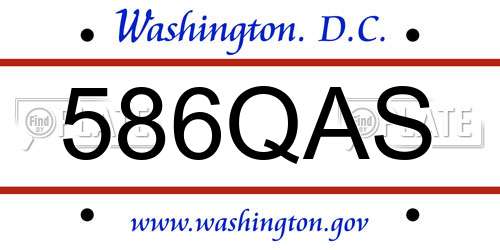 586QAS District Of Columbia License Plate