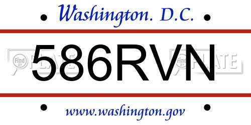 586RVN District Of Columbia License Plate