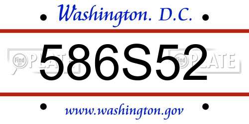 586S52 District Of Columbia License Plate