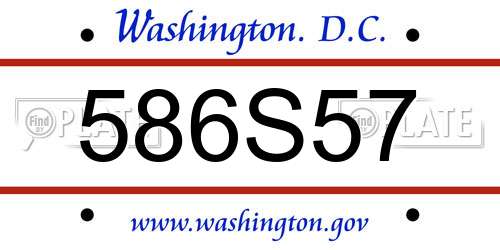586S57 District Of Columbia License Plate