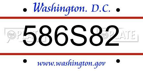 586S82 District Of Columbia License Plate