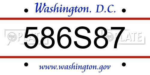 586S87 District Of Columbia License Plate