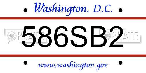 586SB2 District Of Columbia License Plate