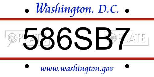 586SB7 District Of Columbia License Plate