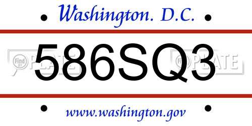 586SQ3 District Of Columbia License Plate