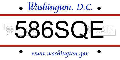 586SQE District Of Columbia License Plate