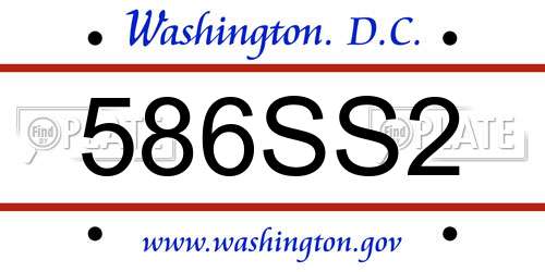 586SS2 District Of Columbia License Plate