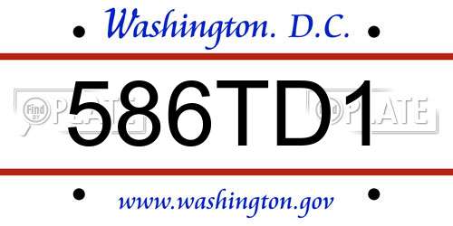 586TD1 District Of Columbia License Plate