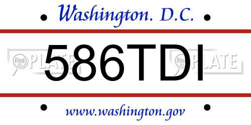 586TDI District Of Columbia License Plate