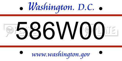 586W00 District Of Columbia License Plate
