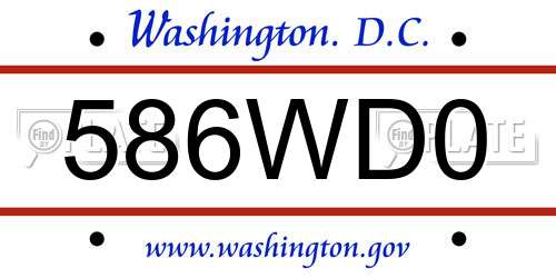586WD0 District Of Columbia License Plate